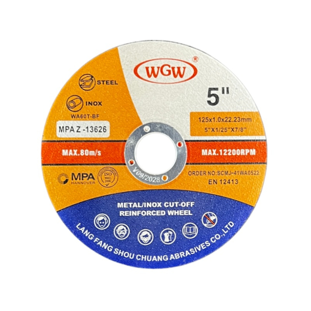 WGW Long-Life 125mm X 1.6 X22.23mm Metal Cutting Disc 80m/s High Hardness Portable Angle Grinder 