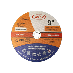 WGW Long-Life 230mm X 1.9 X22.23mm Metal Cutting Disc 80m/s High Hardness Portable Angle Grinder 