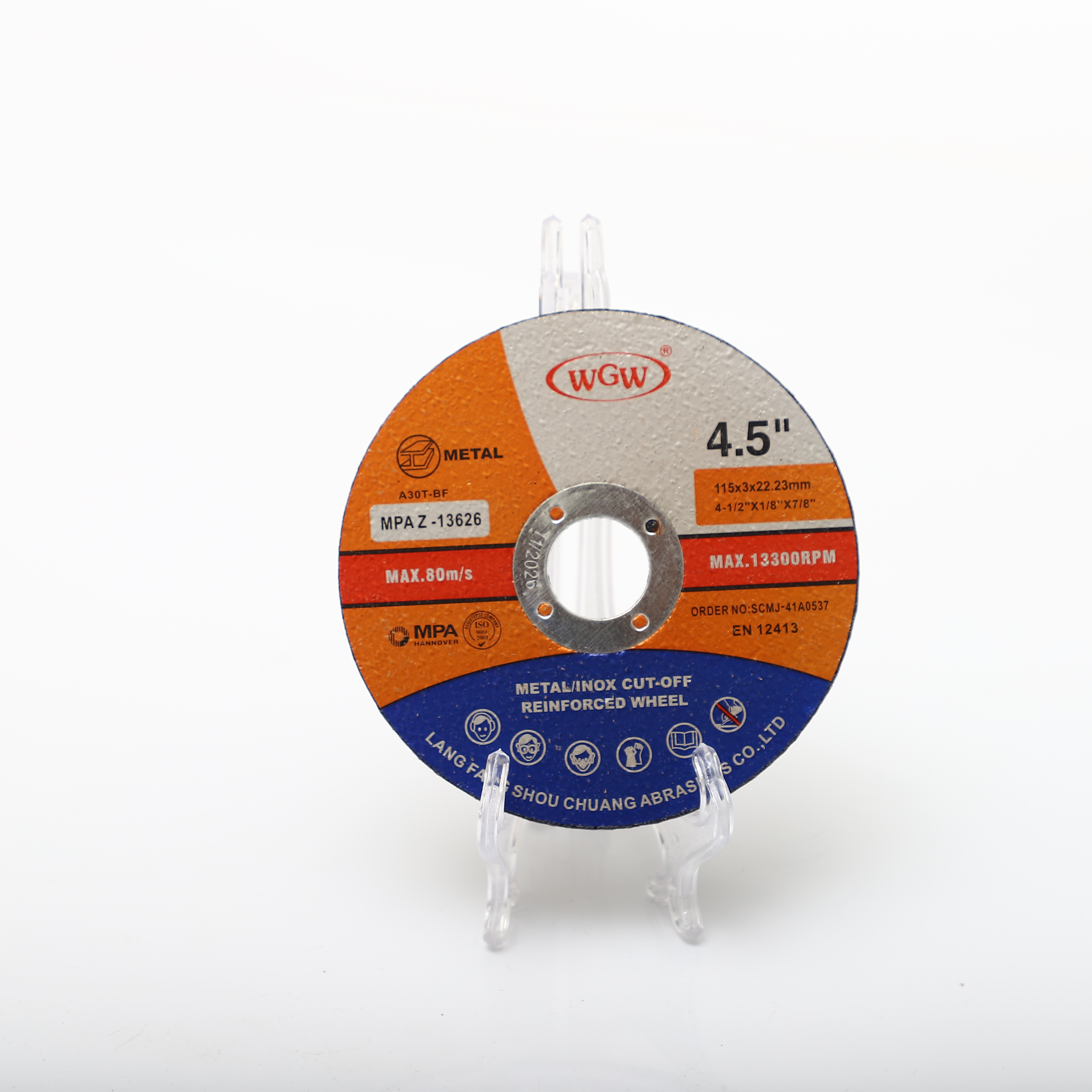 WGW T42 4.5-Inch High Hardness Aluminum Oxide Abrasive Cutting Disc for Stainless Steel (3mm)