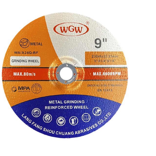 WGW 9Inch T27-230X6X22.23mm Metal Grinding Disc Abrasive Tools for SS/Iron With Wholesale Price 
