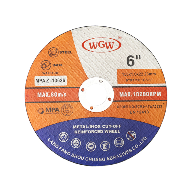 WGW T41 6-Inch High Hardness Aluminum Oxide Abrasive Cutting Disc for Stainless Steel
